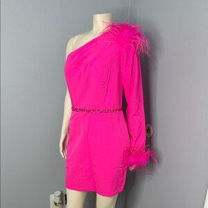 Elegant Pink One-Shoulder Dress